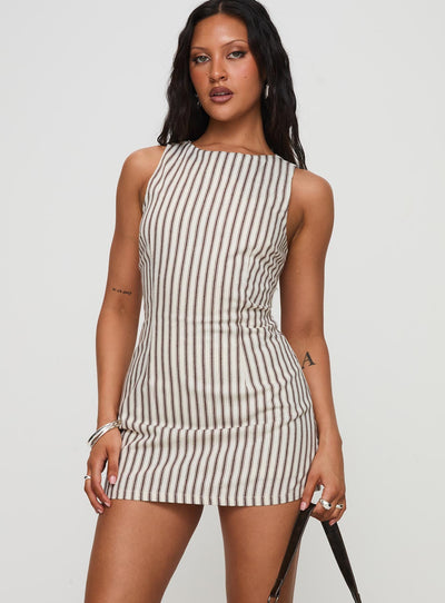 LIEKE™ | Bruine gestreepte jurk